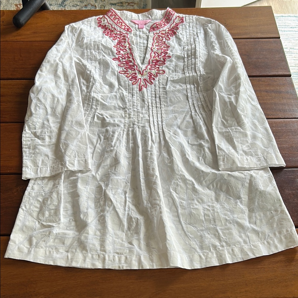 Lilly Pulitzer Sarasota Tunic Resort White ‘I’m Game’ Xs Excellent Condition!